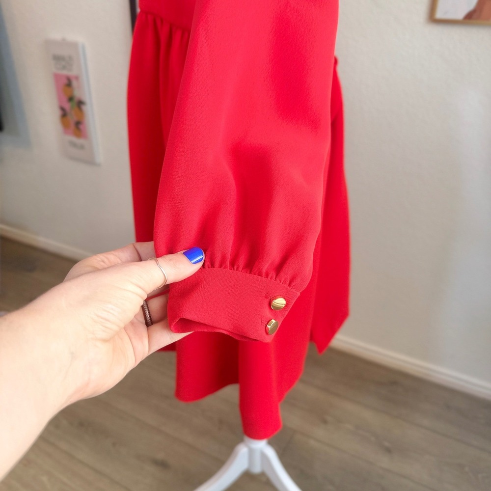 Kate Spade Fit and Flare Tie Waist Mini Red Dress Size 2 - Picture 11 of 16